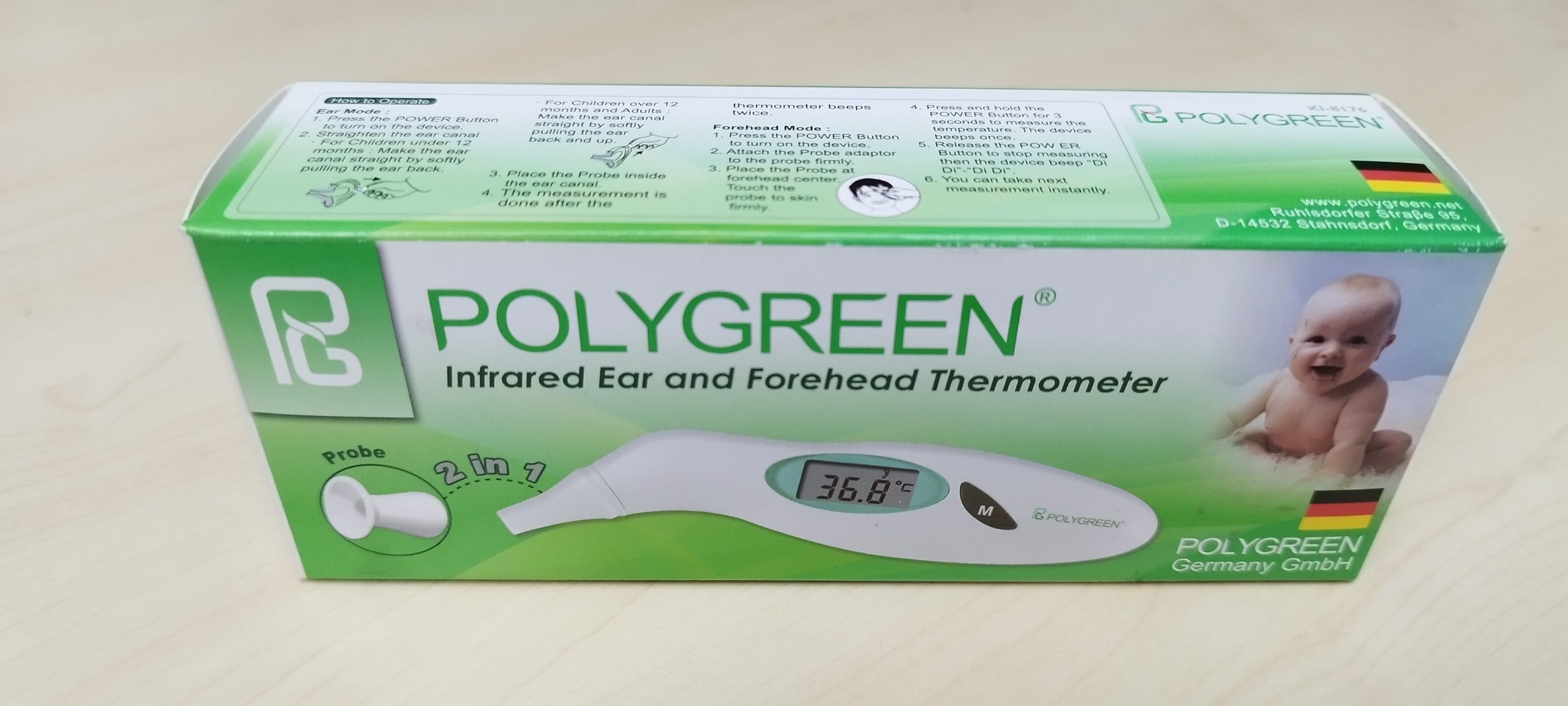(HC 004) POLYGREEN INFRARED EAR & FOREHEAD THERMOMETER itech2you